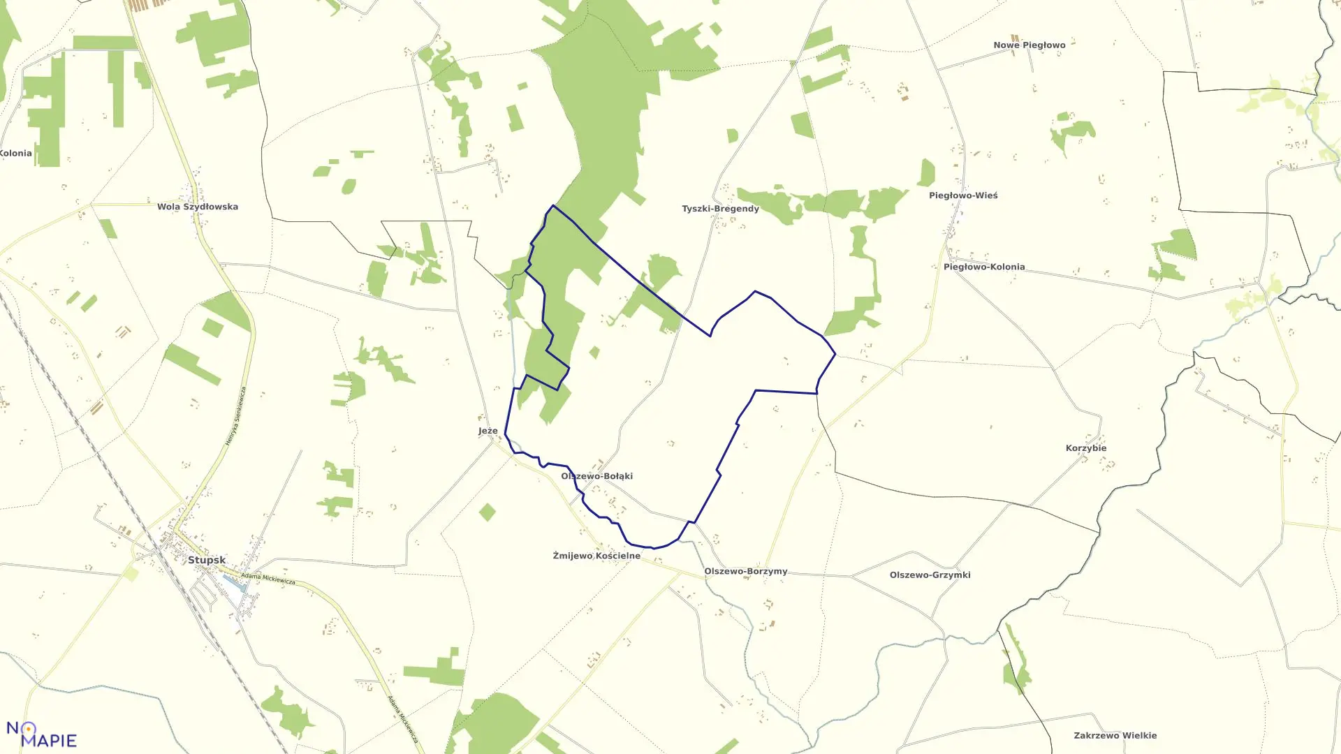 Mapa obrębu BOŁĄKI w gminie Stupsk
