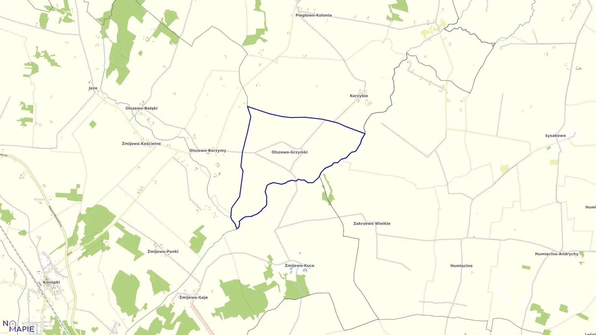 Mapa obrębu GRZYMKI w gminie Stupsk