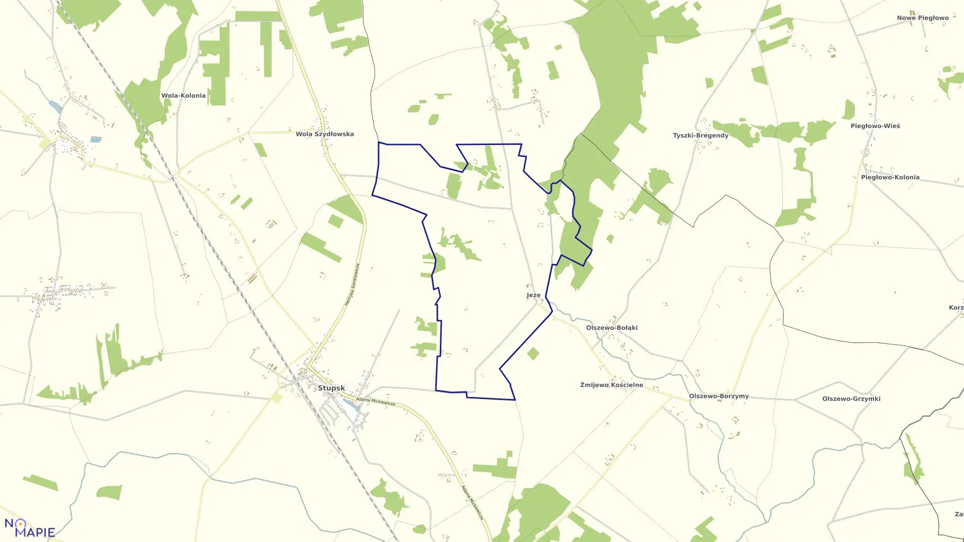 Mapa obrębu JEŻE w gminie Stupsk