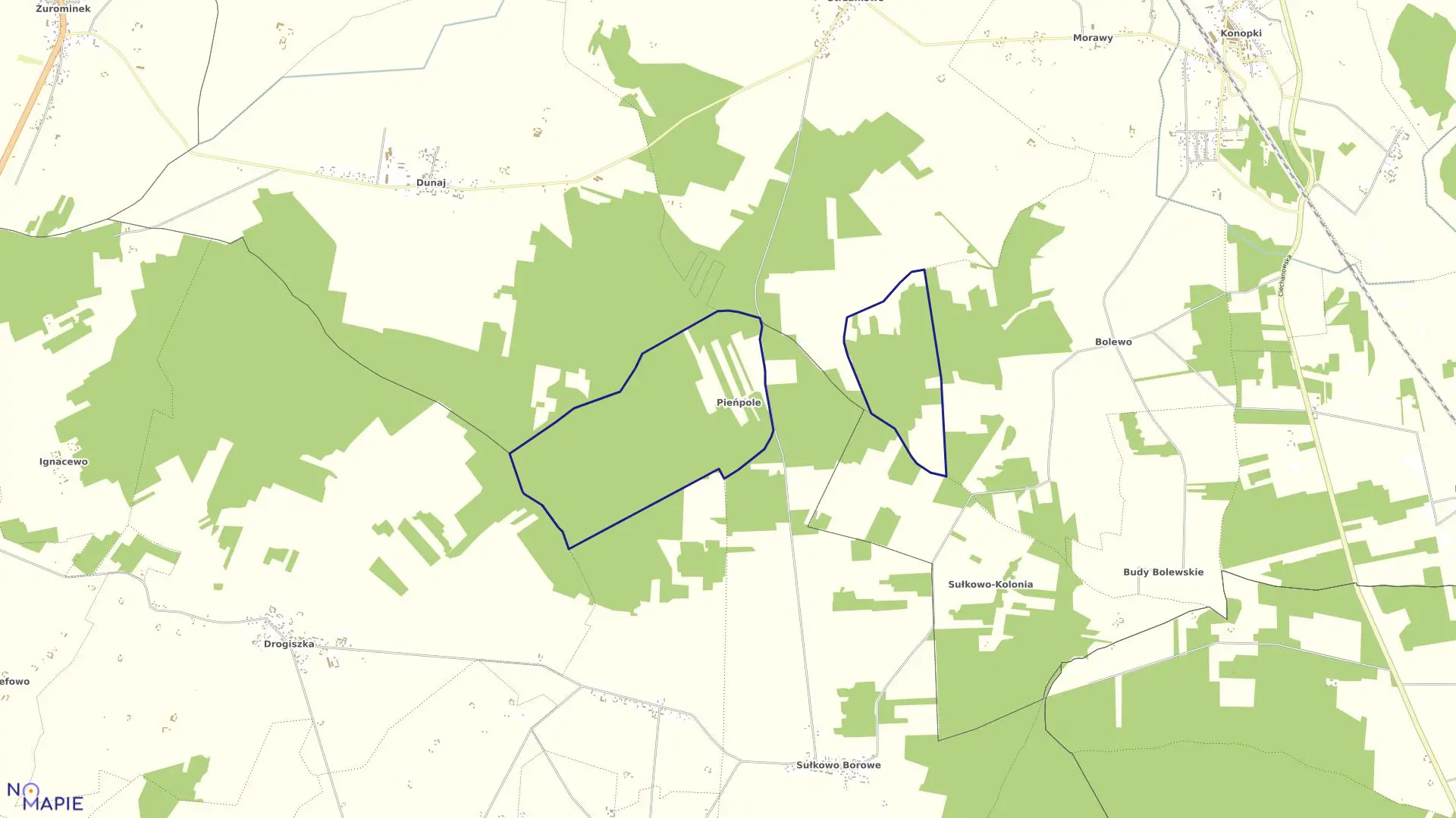 Mapa obrębu PIEŃPOLE w gminie Stupsk