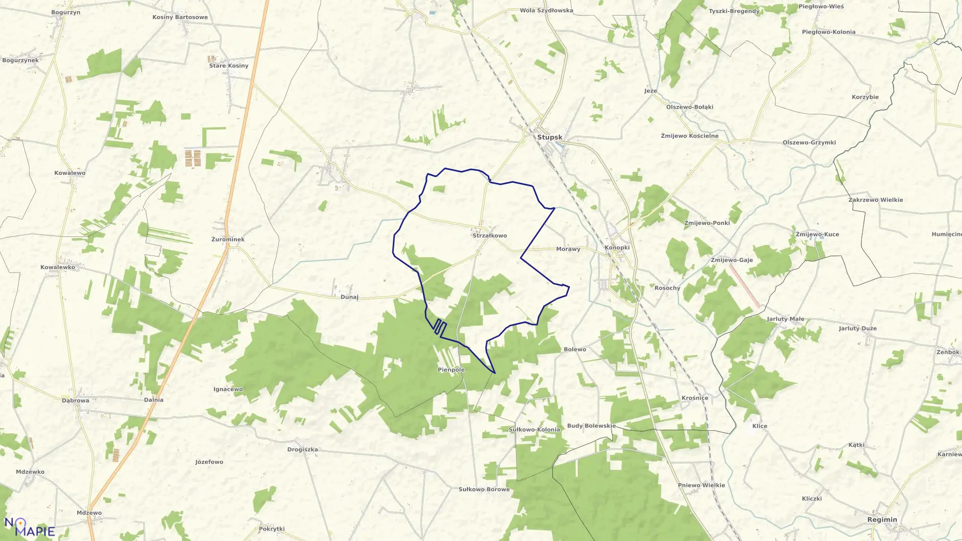 Mapa obrębu STRZAŁKOWO w gminie Stupsk